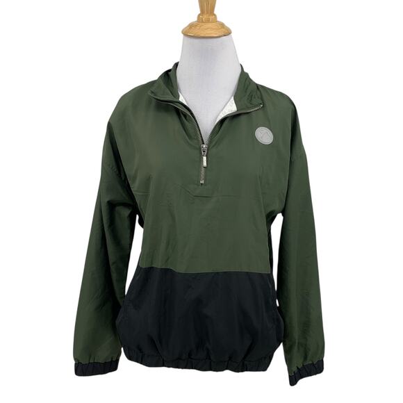 Zyia Active Jacket Womens XS Extra Small Avocado Black Rain Windbreaker 1/4 Zip - Picture 1 of 12